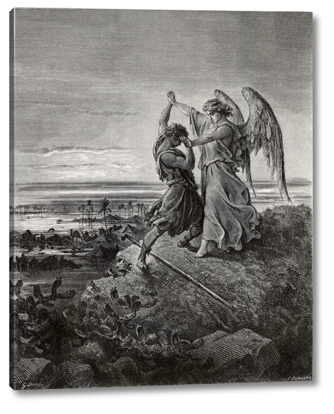 Jacob Wrestling With The Angel by Gustave Dore | PrintArt.com