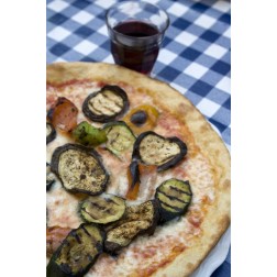 Italy, Venice Vegetarian pizza and wine