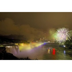 NY, Niagara Falls Fireworks over the waterfalls