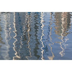 CA, San Diego Abstract water reflection of boats