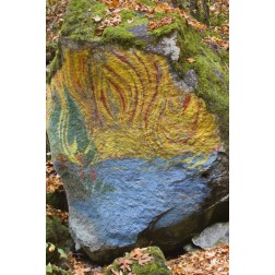Oregon, Lake Creek Close-up of painted boulder
