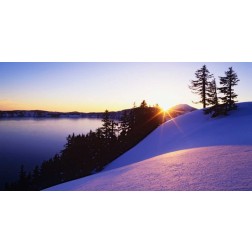 USA, Oregon, Crater Lake Sunset on winter scenic