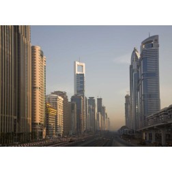 UAE, Dubai Towers along Sheik Zayed Road