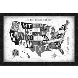 Letterpress USA Map Dark