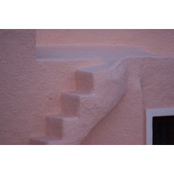 Greece, Thira, Oia Pink stucco wall and stairs
