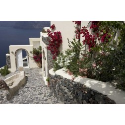 Greece, Santorini, Thira, Oia Pebbled staircase