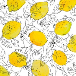 Lemons With Outlined Leaves