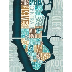 Manhattan Map Blue Brown
