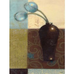 Ebony Vase with Blue Tulips I