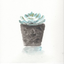 Watercolor Cactus Still Life I
