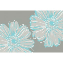 Flower Pop Sketch II-Blue and Taupe