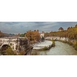 Tiber river through the city of Rome, Italy