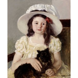 Francoise Holding a Little Black Dog