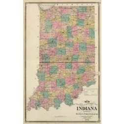 New sectional and township map of Indiana, 1876