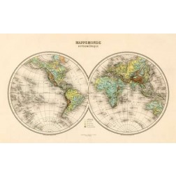 Mappe Monde, Hypsometrique, 1892