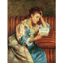Mrs Duffee Seated On A Striped Sofa 1876