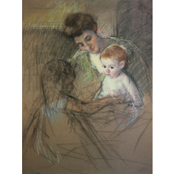 Sketch For Mother And Daughter Looking At The Baby 1905