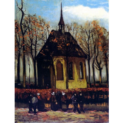 Chapel At Nuenen With Churchgoers