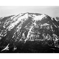 Full view of barren mountain side with snow, in Rocky Mountain National Park, Colorado, ca. 1941-194