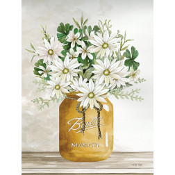 Gold Jar with White Flowers