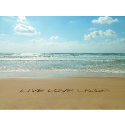 Live Love Laugh written in sand - Beach writing
