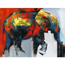 ABSTRACT AND COLORFUL ELEPHANT IN MOTION