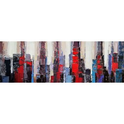 ABSTRACT RED AND BLUE BUILDINGS