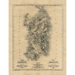 Ancient Map Sardinia Island Mediterranean Sea