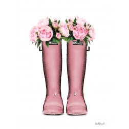 Pink Rain Boots with Peony