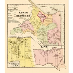 Lewes, Rehoboth Delaware Landowner - Beers 1868