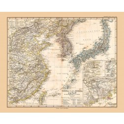 Asia China Korea Japan - Stieler  1885