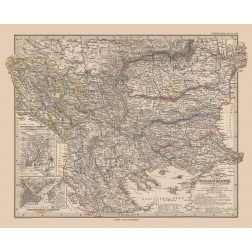 Balkan Peninsula Europe - Stieler 1885
