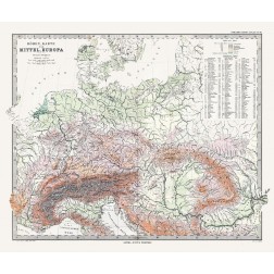 Central Europe Elevations- Stieler 1885