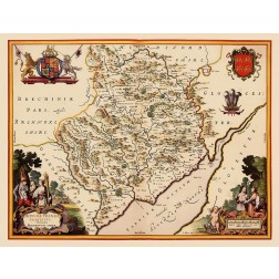 Monmouthshire Wales Great Britain - Blaeu 1645