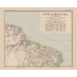 South America Brazil Suriname - Stieler 1885