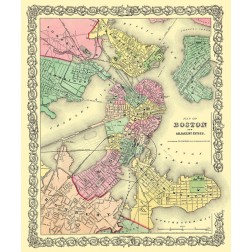 Boston , Adjacent Area Massachusetts - Colton 1855