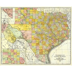 Texas Railroads and Counties - Rand McNally 1882