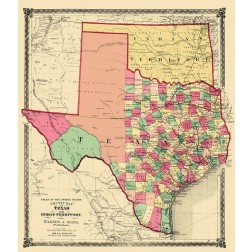 Texas and Indian Territory - Warner and Beers 1876