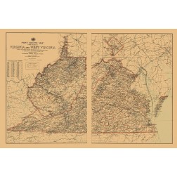 Virginia, West Virginia Postal Routes - USPS 1896