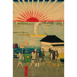 Famous places in Tokyo: real view of Takanawa #2 Featuring the Rising Sun.