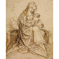 The Virgin and Child on a Grassy Bench