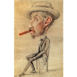 Caricature of a Man with a Big Cigar