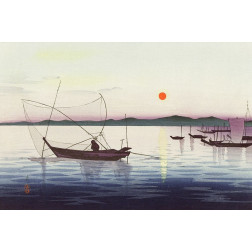 Boats and setting sun