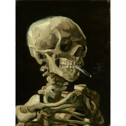 Head of a skeleton with a burning cigarette