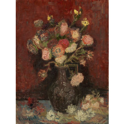 Vase with Chinese asters and gladioli