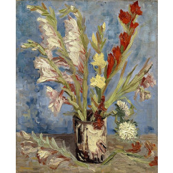 Vase with gladioli and China asters